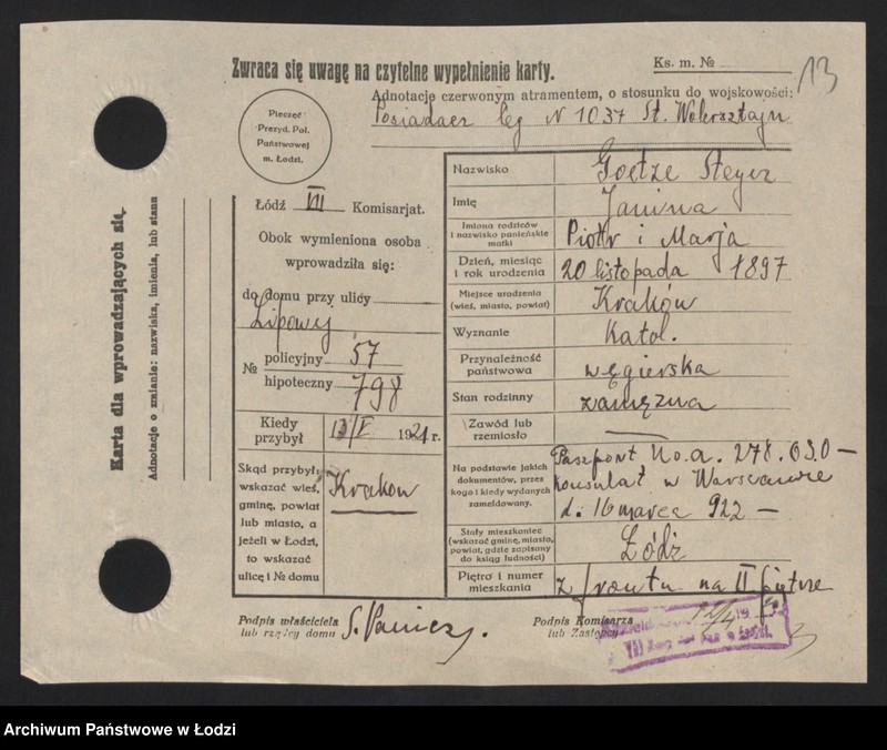 Obraz 15 z jednostki "[Spis ludności Łodzi] Gebora - Gelbart"