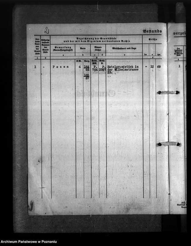 Obraz 6 z jednostki "Grundstück Wilhelmstr. 23 in Posen zum Ausbau der Raczyński Bibliothek"