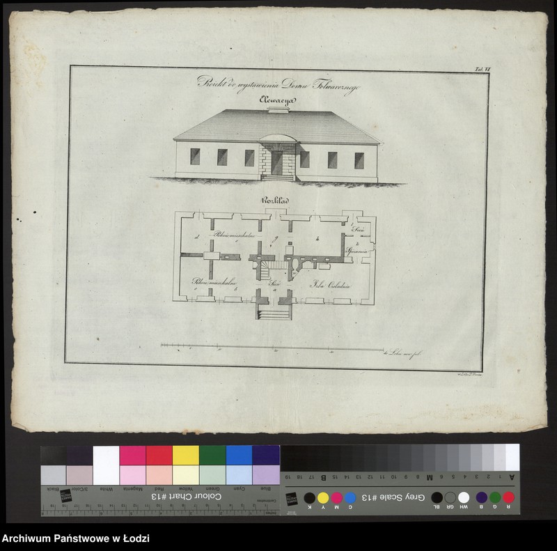 Obraz 1 z jednostki "Komplet projektów typowych dworskich budynków gospodarczych. Tablica nr VI - Proiekt do wystawienia domu folwarcznego"