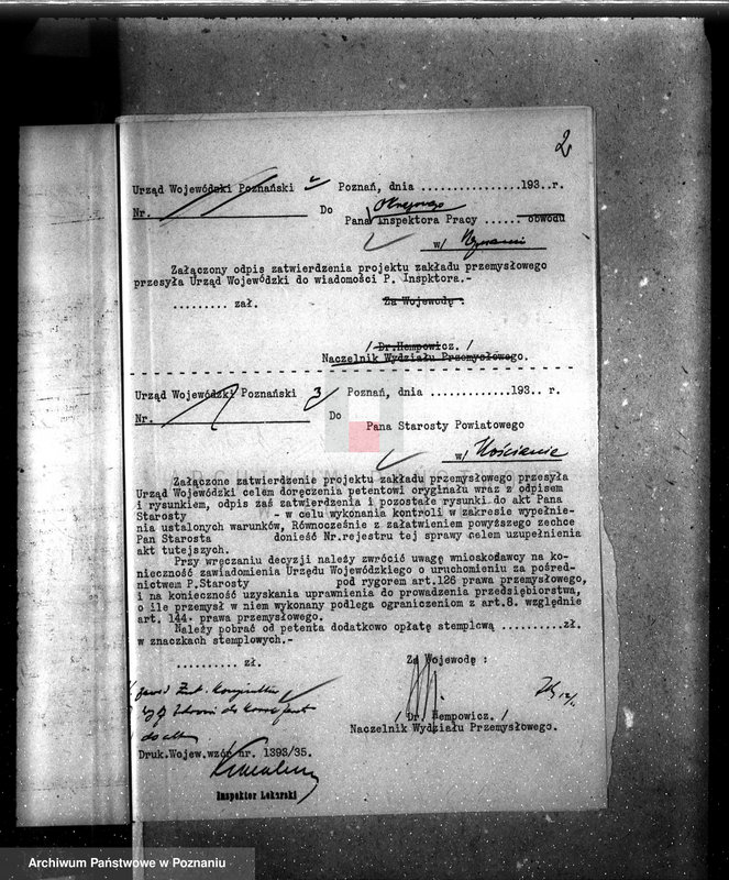 Obraz 6 z jednostki "Zatwierdzenie zakładu przemysłowego / Rozbudowa Rzeźni Miejskiej, - oddział konserw miejskich Zarząd Miejski w Kościanie"