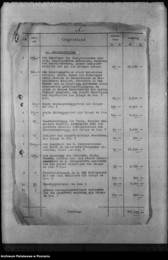 Obraz 11 z jednostki "Kosten der Bauarbeiten im Schloss - Posen"