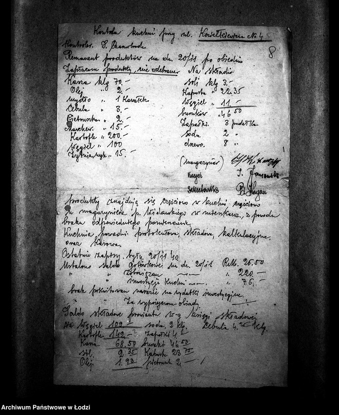 Obraz 11 z jednostki "Kuchnia N. 189 Koziełkiewicza 4 [Działalność kuchni, personel, konsumenci, kontrole]"