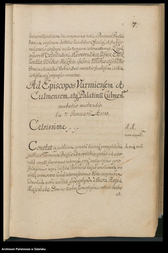 image.from.unit.number "[Liber missivarum]. Index literarum […] [adresatów]. W osobnym poszycie: Register der vornehmsten in den Missiven von 1710 u. 1711 enthaltenen Materien"