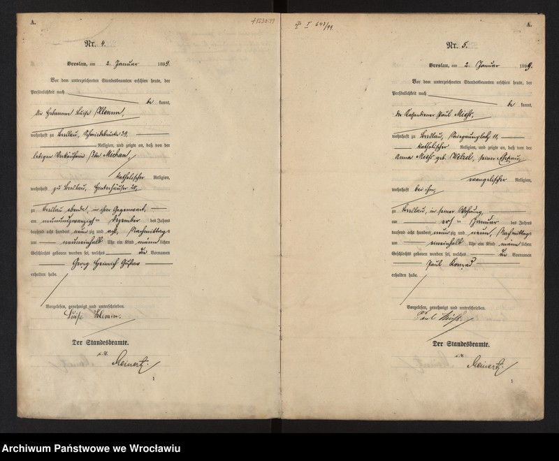 image.from.unit.number "Geburts-Haupt-Register Breslau I 1899 Band 1"