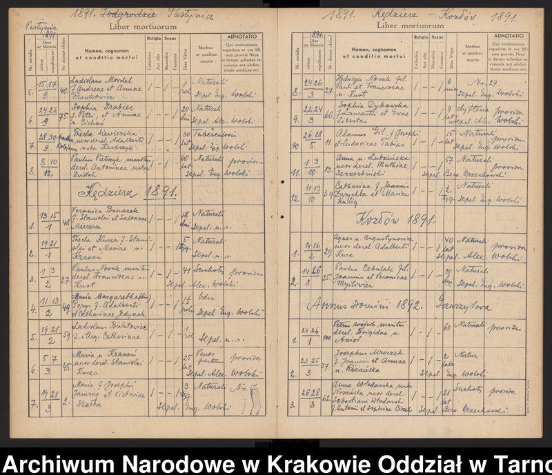 image.from.unit.number "Księga zgonów Parafii rzymskokatolickiej w Dębicy Parafia Dębica obejmuje miejscowości: Dębica (obejmuje dzielnice: Kawęczyn, Wolica, Gawrzyłowa), Podgrodzie, Latoszyn, Pustynia, Kędzierz, Kozłów"
