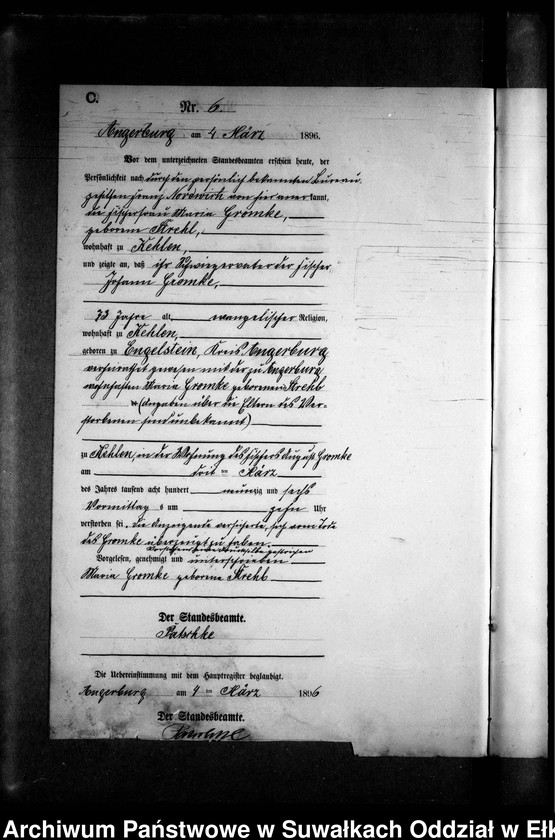 image.from.unit.number "Sterbe-Neben-Register des Preussischen Standes-Amtes Kehlen Kreis Angerburg"