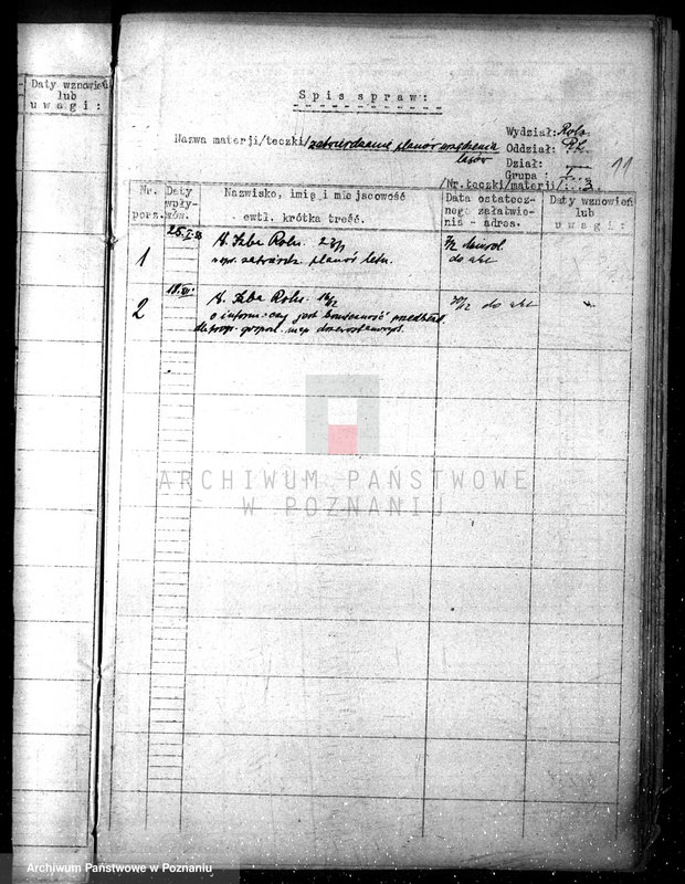 Obraz 15 z jednostki "Zagospodarowanie i ochrona lasów nie stanowiących własności państwa /spisy spraw- grupa I materie 1-21/"