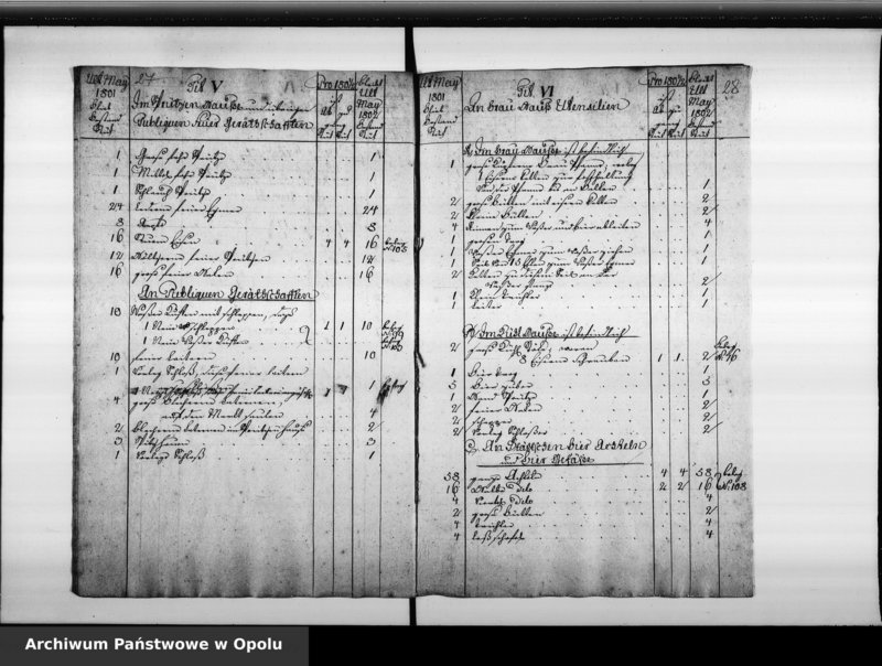 Obraz 20 z jednostki "Inventarium von denen Städtschen Utensilien Stücken bey der Königlichen Preussischen Immediat Stadt Oppeln. Pro 1800/1, 1801/2, 1802/3, 1803/4, 1804/5, 1805/6."