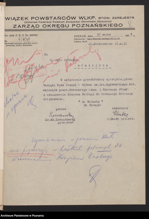 Obraz 11 z jednostki "Poznań - Główna im. gen. Dąbrowskiego akta koła."