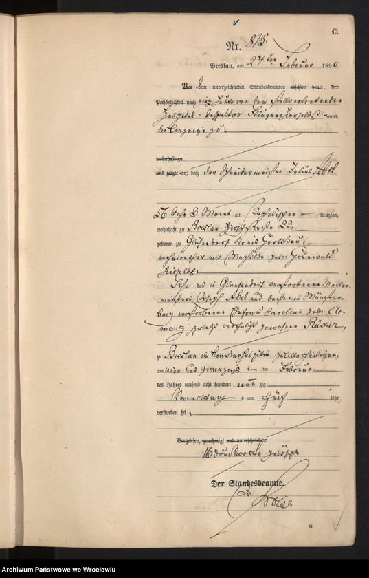 image.from.unit.number "Sterbe-Haupt-Register Breslau I 1890 Band 3"