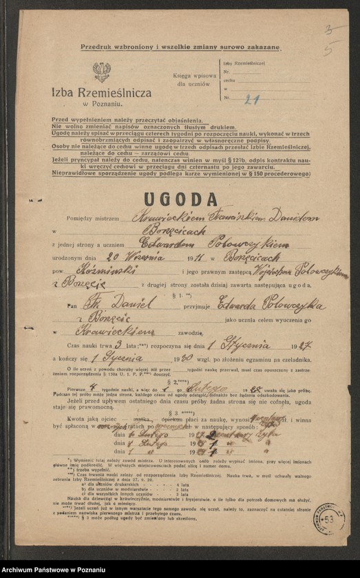 image.from.unit.number "Wolny cech krawiecki w Koźminie. Ugody nie ezgaminowanych"