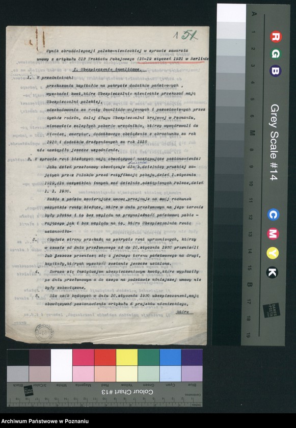 Obraz 3 z jednostki "[Wynik obrad polsko-niemieckich wynikających z 312 artykułu Traktatu Wersalskiego w sprawie ubezpieczeń społecznych]"