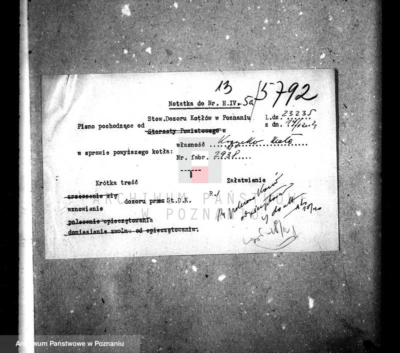 Obraz 17 z jednostki "Majętność Krzycko Małe, pow. leszczyński, własność E. Śmiechowski, nr woj. kotła 5792"