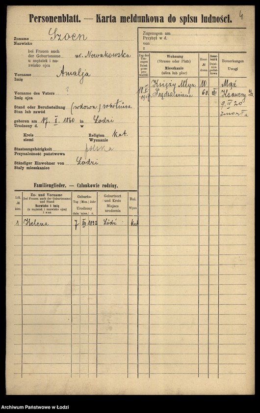 Obraz 6 z jednostki "[Spis ludności Łodzi] Szen-Szenfeld"