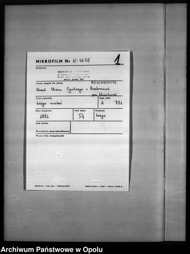 image.from.unit.number "Geburts-Neben-Register Standesamts Roschkowitz pro 1882"