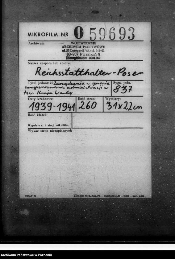 Obraz 2 z jednostki "Zarządzenia w sprawie zorganizowania administracji w tak zwanym Kraju Warty"