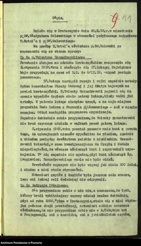 Obraz 19 z jednostki "Koło Ostrów akta sądu honorowego sprawie Walenty Szczodrowski i Andrzej Kałużny."