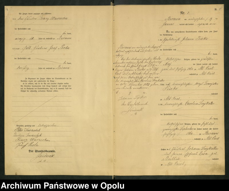 image.from.unit.number "Urząd Stanu Cywilnego Bierawa Księga małżeństw rok 1884-85"