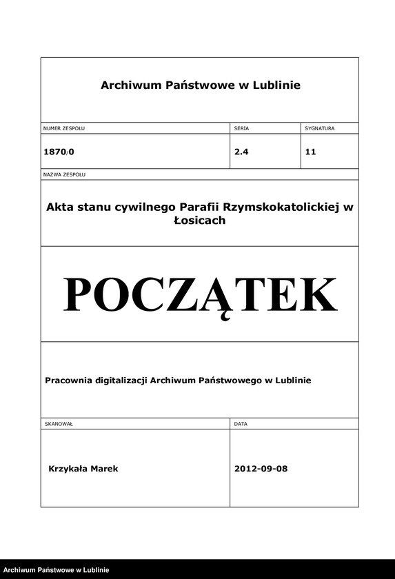 Obraz 1 z jednostki "Księga urodzeń, małżeństw i zgonów"