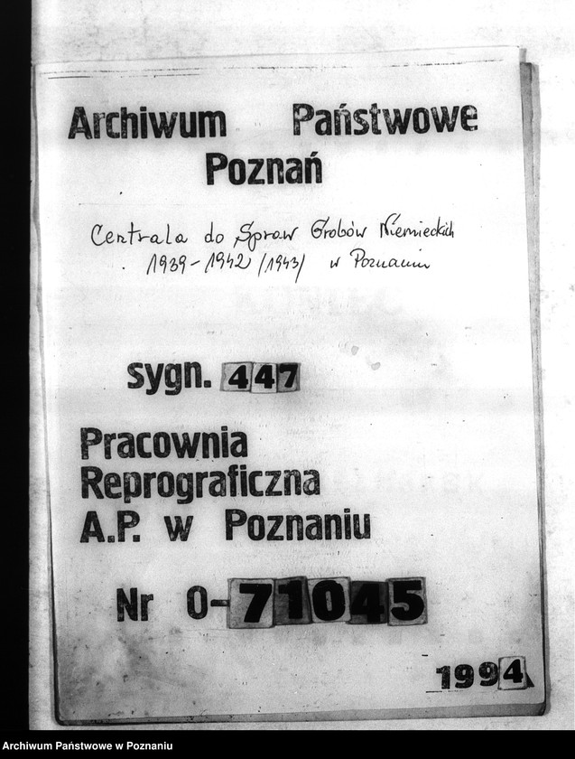 Obraz 1 z jednostki "Wykazy miejscowych Niemców, którzy zginęli w 1939 roku. Kreis Wreschen (Wrzesień)"