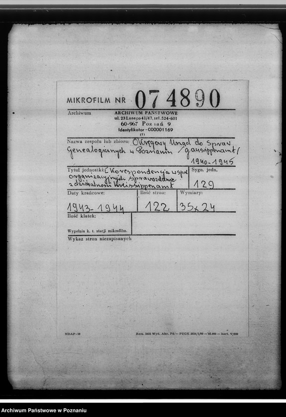 Obraz 2 z jednostki "[Korespondencja w sprawach organizacyjnych, sprawozdanie z działalności Kreissippenamt w Jarocine]"