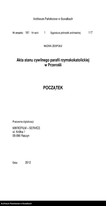 Obraz 3 z jednostki "Księga urodzeń, małżeństw, zejścia 1908 r. Przerośl"