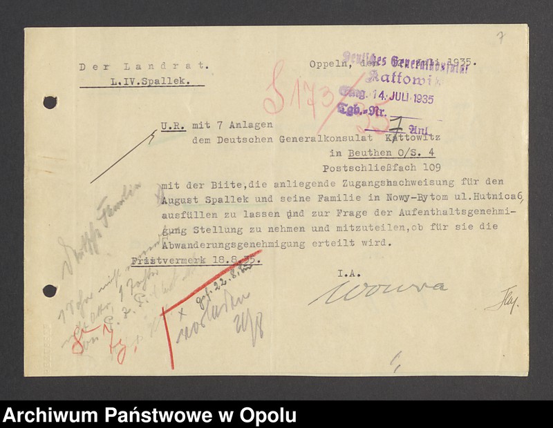 Obraz 9 z jednostki "[Zezwolenie na pobyt - Alfons Sage, ur. 13. 05. 1913 Breslau]"