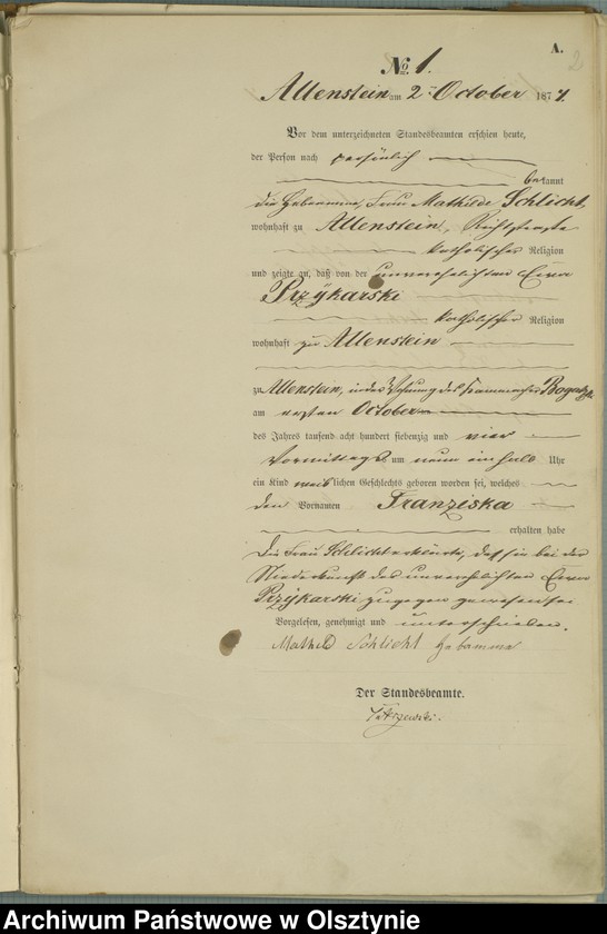 Obraz z jednostki "Haupt-Geburts-Register Nr 1 - 73"