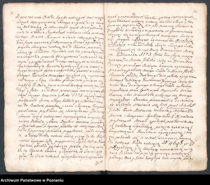 Obraz 15 z jednostki "Prothocollum nobilis officii consularis civitatis SR.Mtis Posnaniae sub notariatu nobilis Michaelis Rürer, SR.Mtis secretarii officii praesentis notarii in anno domini 1774 inhoatum."