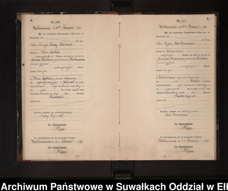 image.from.unit.number "Geburts-Neben-Register des Preussischen Standes-Amtes Widminnen Kreis Loetzen"
