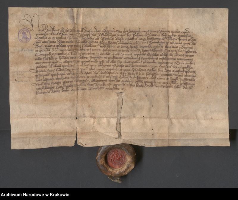 image.from.unit.number "Bolesław zwany Świdrygiełło książę Olgierdowicz przyrzeka dopełnić i dochować warunków poręczenia, które brat jego Władysław II Jagiełło król polski, złożył"