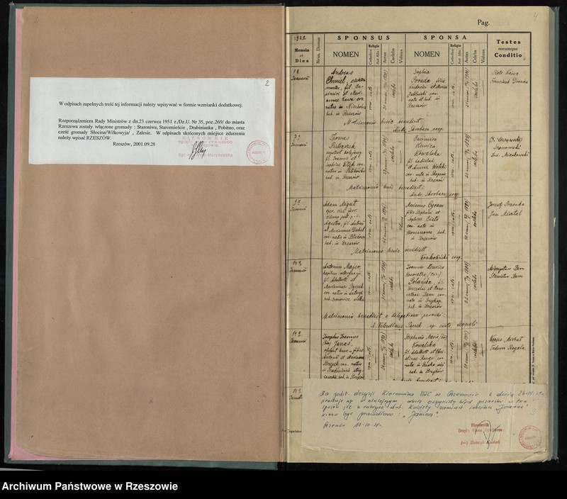image.from.unit.number "Księga małżeństw Parafia Rzymskokatolicka Rzeszów oraz Pobitno, Staroniwa, Wilkowyja, Załęże, Zwięczyca"