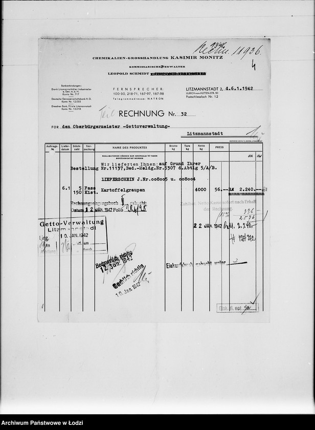 Obraz 8 z jednostki "M [rachunki za dostawy towarów dla Getta]"