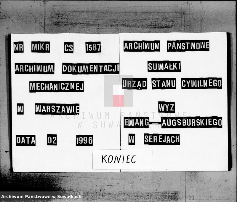 image.from.unit.number "Księga Duplikat do zapisywania aktów urodzenia, małżeństw i zejścia z Filiału Ewangelicko-Augsburgskiego w mieście Sereje za rok 1862"