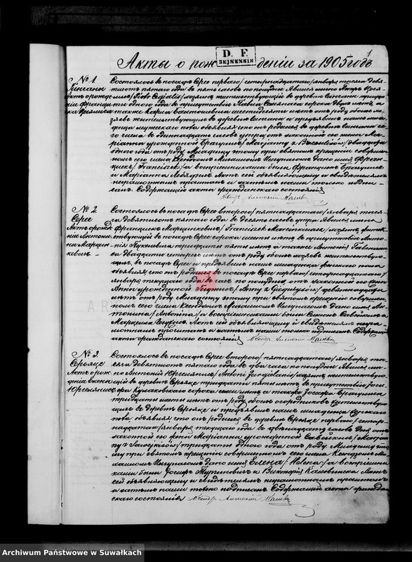 image.from.unit.number "Duplikat aktov graždanskago sostojanija rodivšichsja, brakosočetavšichsja i umeršich serejskago r.katoličeskago prichoda za 1905 god"