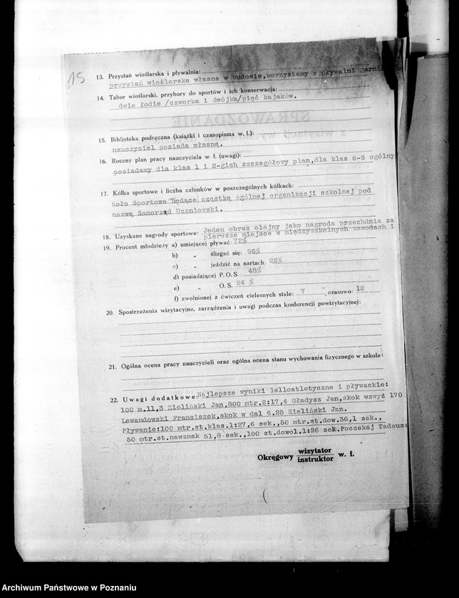 Obraz 18 z jednostki "[Sprawozdania roczne ze sprawności fizycznej członków hufca szkolnego P.W.]"