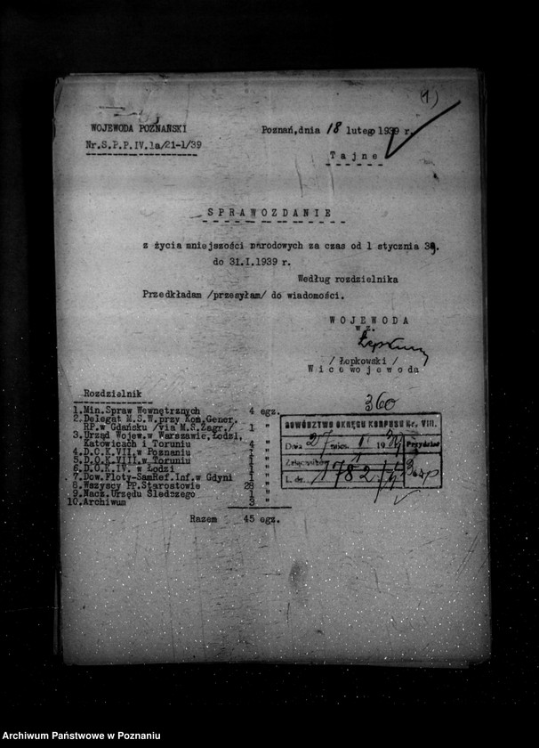 Obraz 5 z jednostki "Sprawozdania miesięczne z życia mniejszości narodowych za miesiące styczeń-luty-marzec-kwiecień-maj-czerwiec 1939 r."