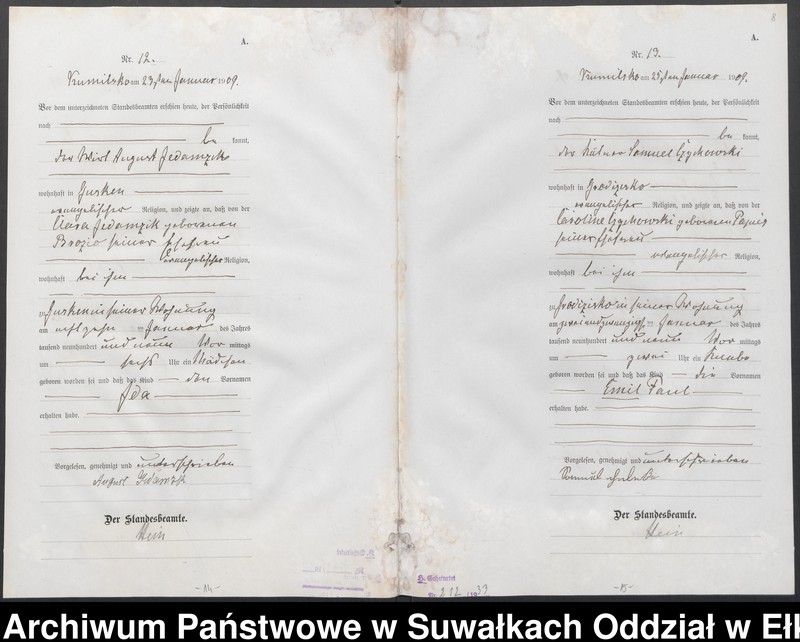 image.from.unit.number "[Geburts-Haupt-Register des Königlichen Preussischen Standes-Amtes Kumilsko Kreis Johannisburg]"
