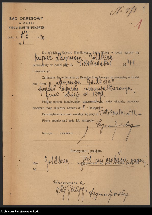 Obraz 3 z jednostki "Szymon Goldberg – sprzedaż towarów manufakturowych"