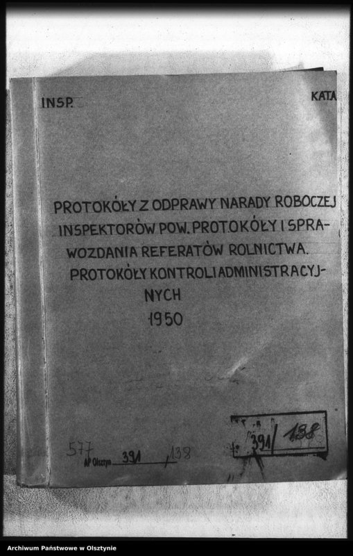 image.from.unit.number "Protokoły z odprawy narady roboczej Insp. Powiatowej. Protokoły i sprawozdania referatu rolnictwa. Protokoły kontroli administracyjnych"