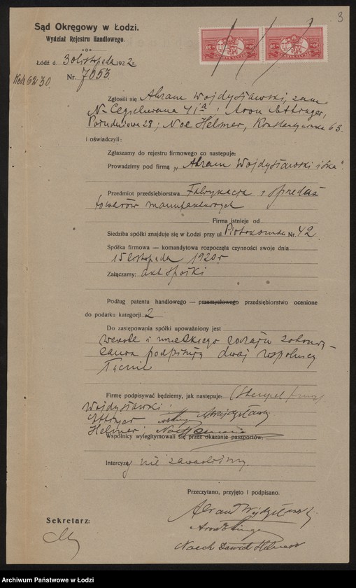 Obraz 5 z jednostki "Abram Wojdysławski i S-ka- fabrykacja i sprzedaz towarów wełnianych i bawełnianych"