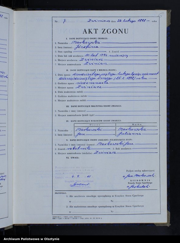 image.from.unit.number "Księga zgonów Nr 1 - 35 i 1 - 44 /przepisana w języku polskim z oryginału niemieckiego w dniach 4.09.-7.09.1961/"