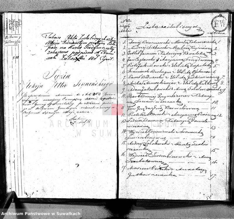 image.from.unit.number "Akta Gminy Przeroslskiey Zaślubionych od Dnia 1- wszego Stycznia Roku 1816"