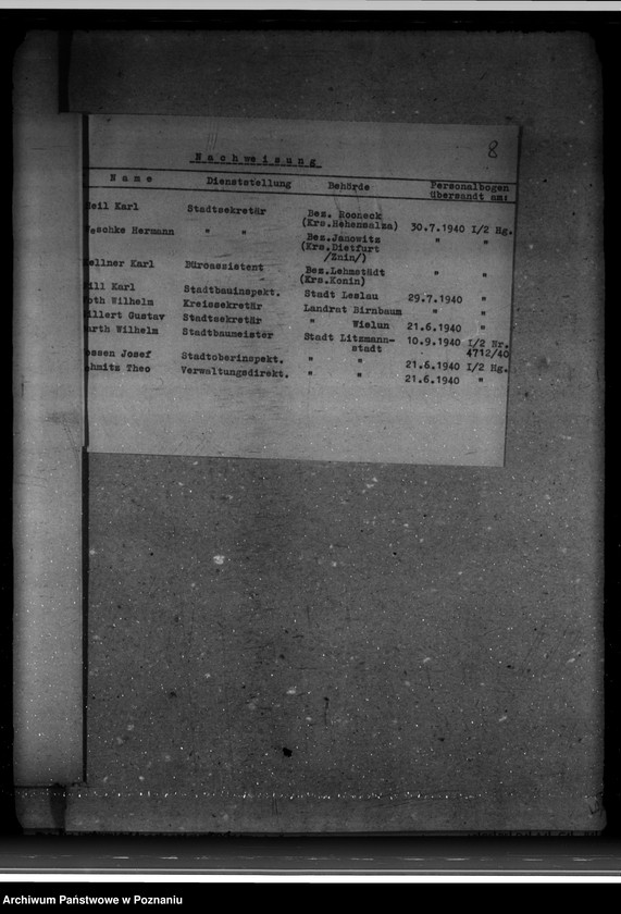 Obraz 14 z jednostki "Erfassung und Überprüfung der Beamten und Angestellten der kommunalen Behörden"