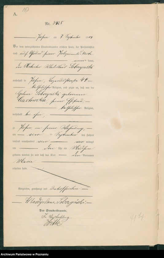 Obraz 11 z jednostki "Księga miejscowa urodzeń tom VII"