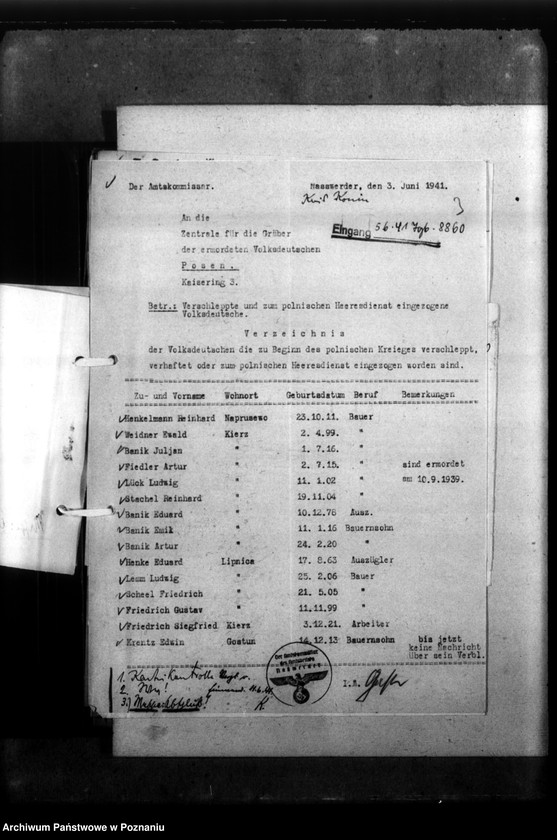 Obraz 7 z jednostki "Kreis Konin. Zgłoszenia zmarłych i zaginionych miejscowych Niemców w 1939 roku"
