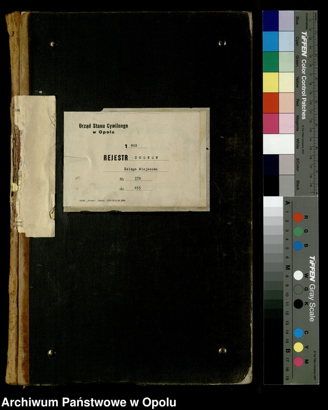 Obraz 3 z jednostki "Urząd Stanu Cywilnego w Opolu 1902 Rejestr zgonów Księga Miejscowa Nr 378 do 633"