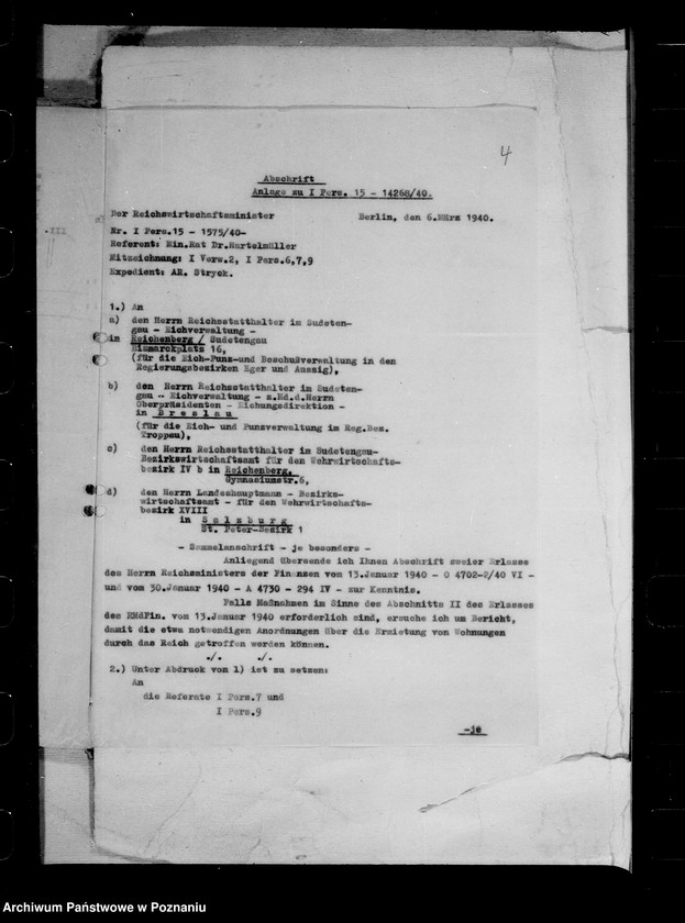 Obraz 8 z jednostki "Deutch- italeinische Vereinbarung für die abwandernden Deutschen aus Tirol. Verwendung von Haushaltsmitteln. Fürsorge für versetzte Angestellten. Reichsgrundbesitzvverzeichnis."