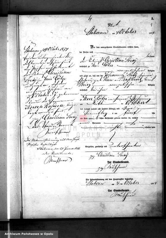 image.from.unit "Geburts-Neben-Register des Stoberauer Standesamts pro 1874 Kreis Brieg"