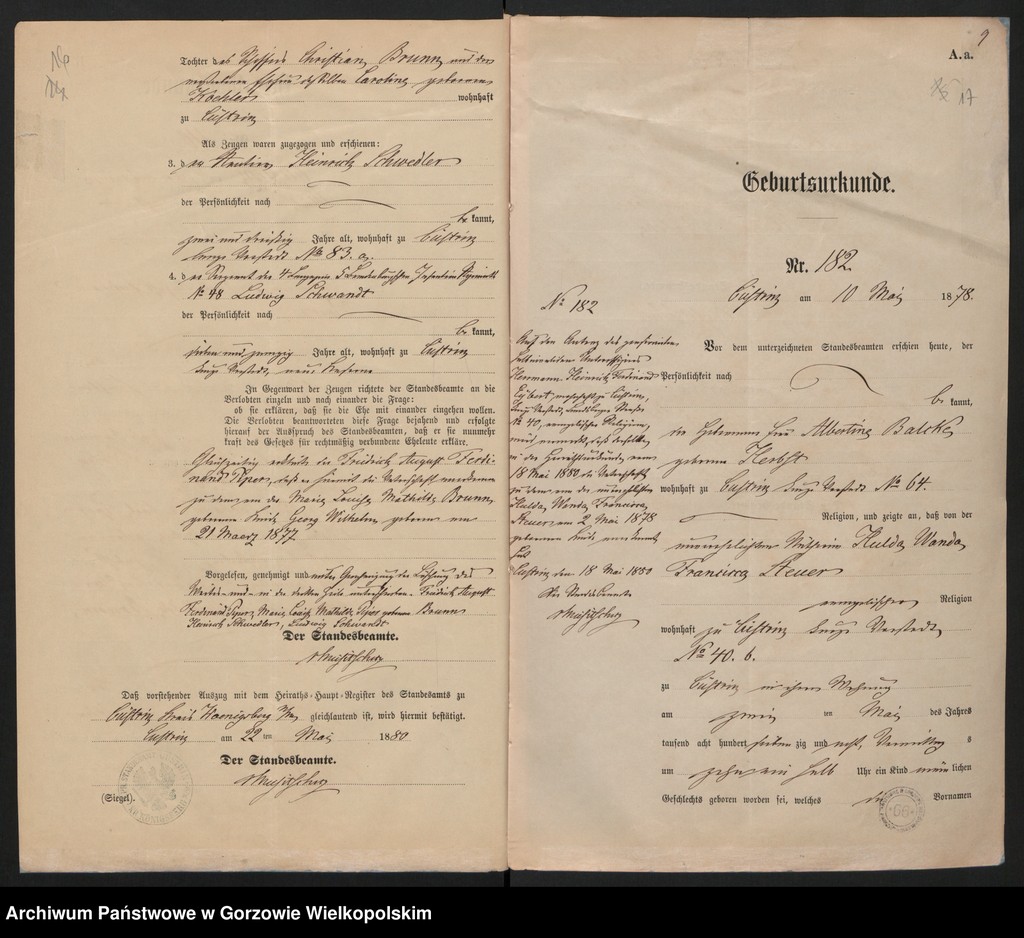 image.from.unit.number "Nebenregister des Standesamts zu Küstrin"